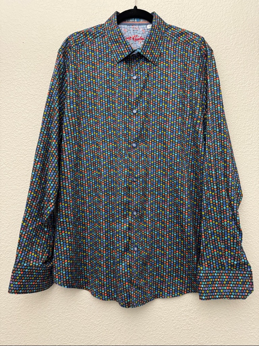 Robert Graham Classic Fit Button Front Long Sleeve Shirt Contrast Cuffs Size 2XL